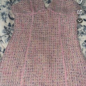 Pink Tweed Sleeveless Dress
